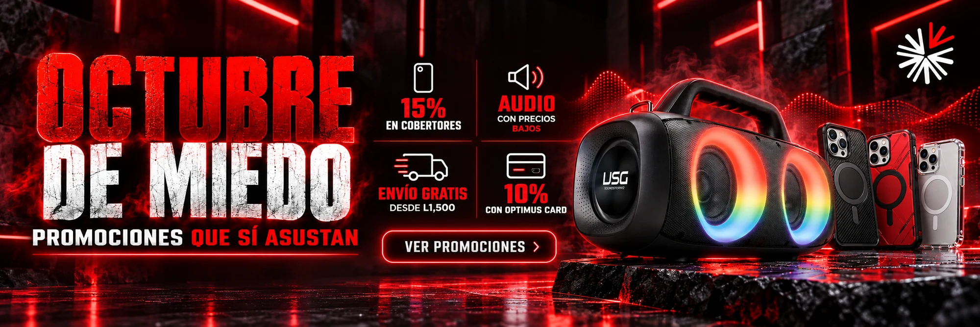 Octubre de Miedo: promociones TECPOINT en cobertores, audio, envío gratis y Optimus Card