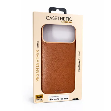 Forro XBASE cuero vegano con MagSafe para iPhone 17 Pro Max color café