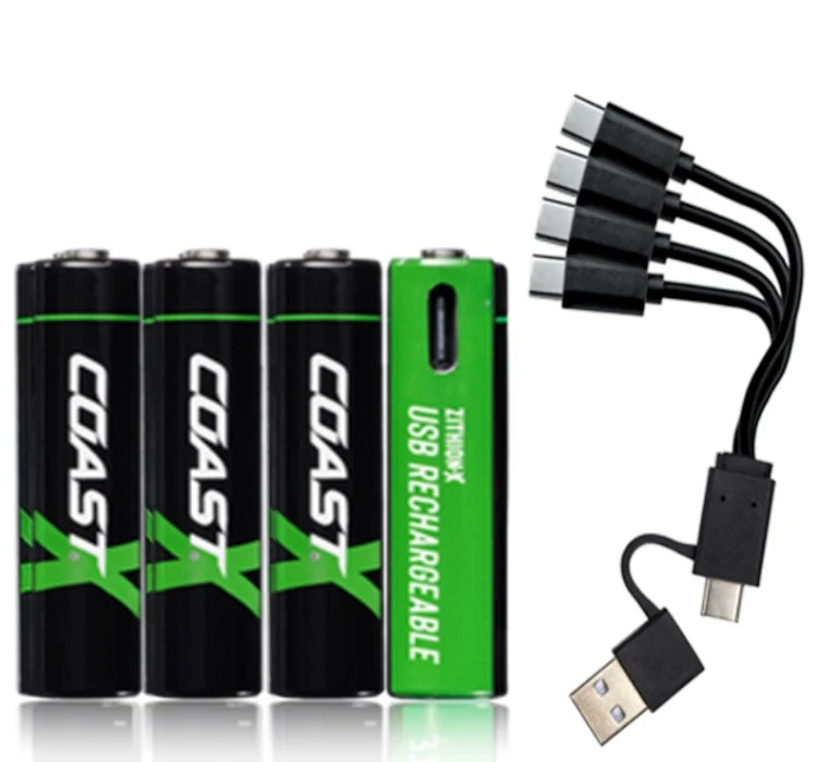 Coast 4 Pilas Recargables ZXAAA Zithion-x AAA con Cable