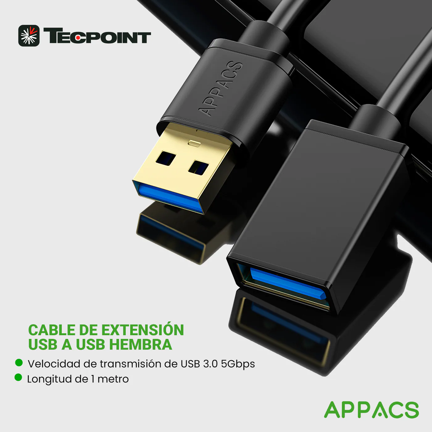 Imagen de Cable APPACS extension USB 3.0 para Smart TV PS4 Xbox One SSD
