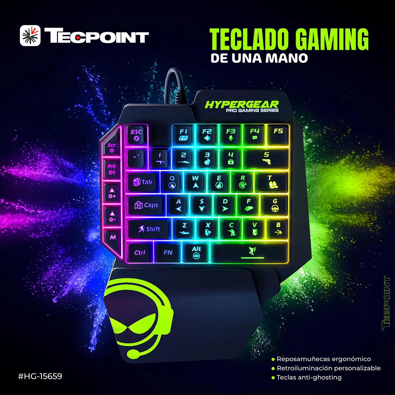 HyperGear KeyVictory One-Handed Gaming Keypad Blac