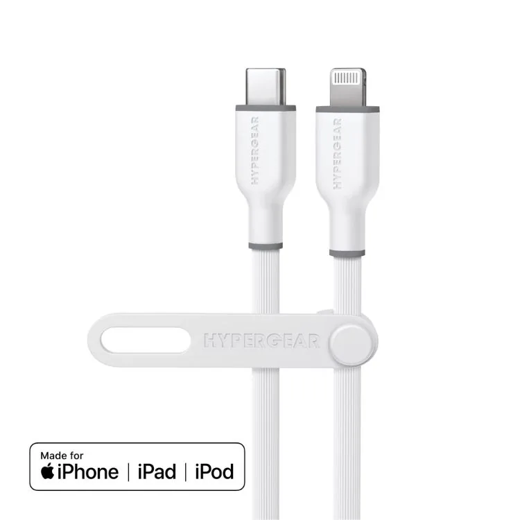 Cable HyperGear USB C a Lightning 4 ft en color blanco