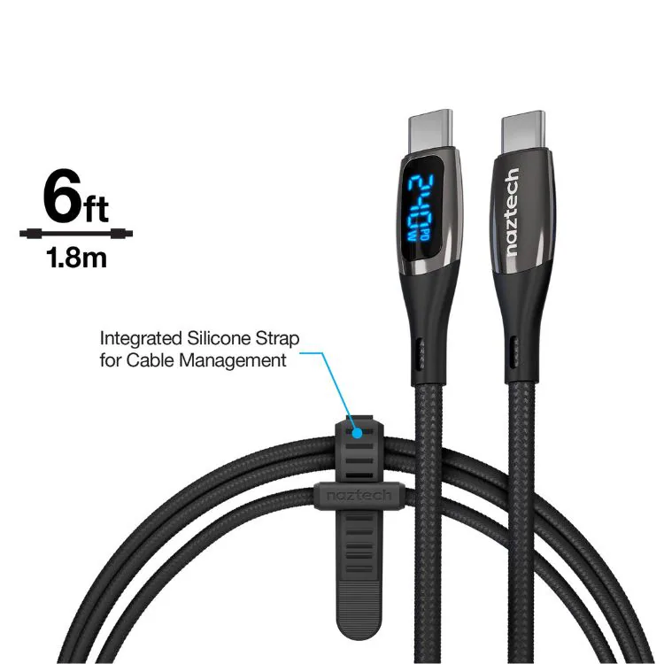 Cable Naztech USB C a USB C 6 ft en color negro
