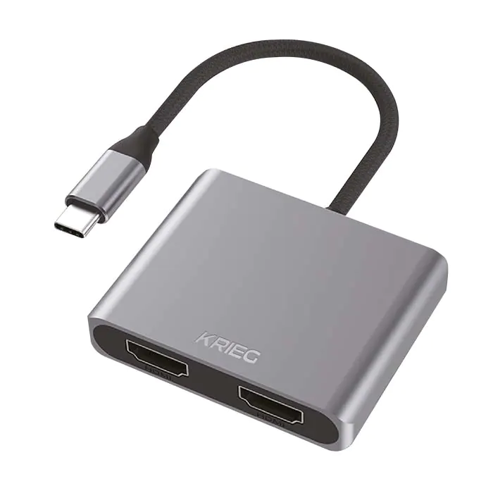 KH-04 Krieg HUB 2 en 1 Type C Type C a Dual HDMI Gris