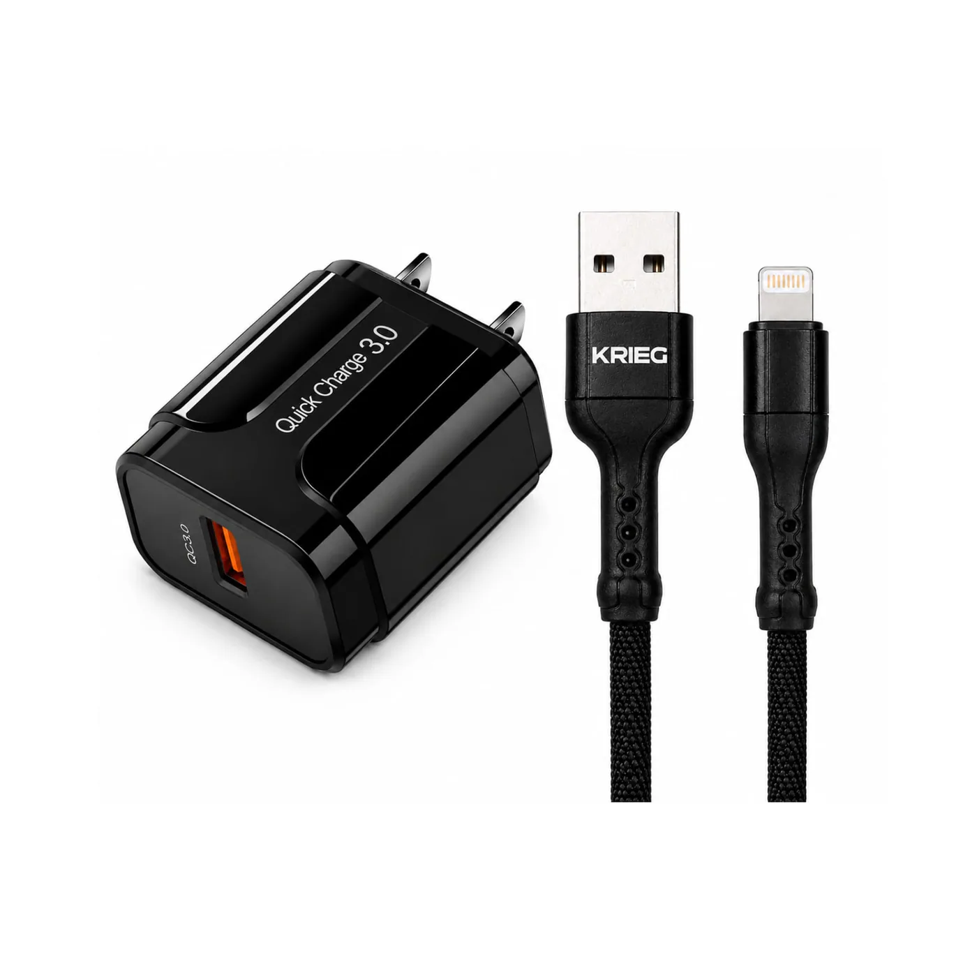 Cargador KRIEG KC 31 18W con cable Lightning 2 m carga rápida para iPhone