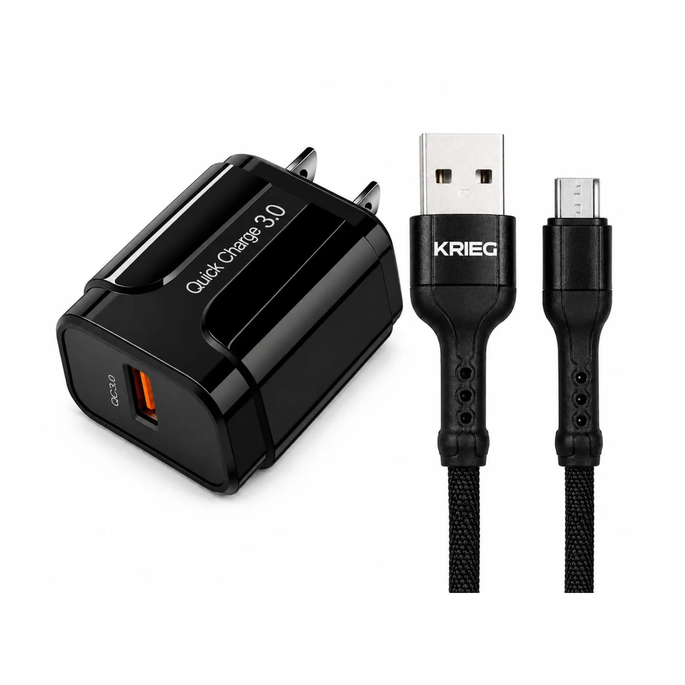 Cargador KRIEG KC 31 18W con cable Micro USB 2 m carga práctica y confiable