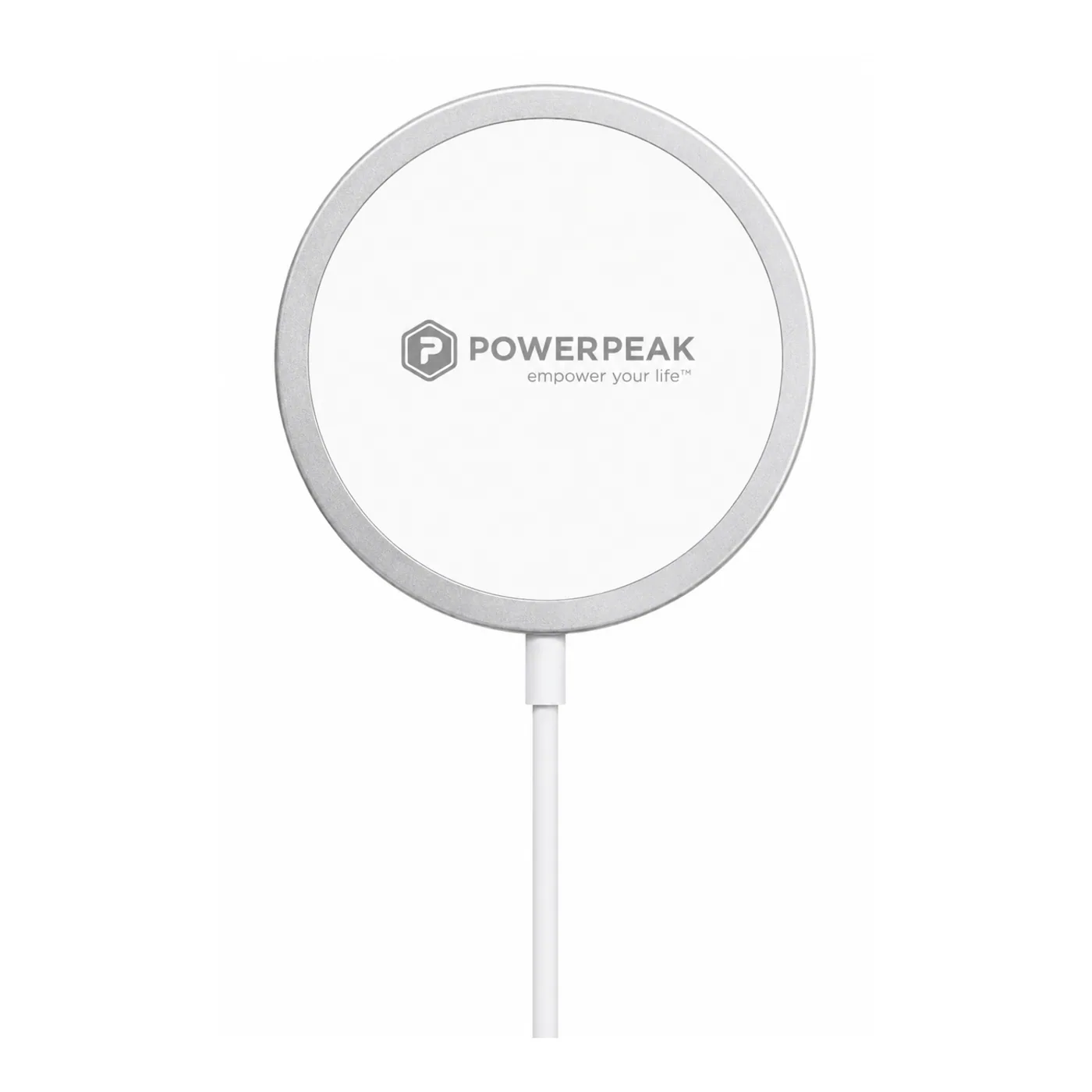 Cargador inalámbrico PowerPeak 15W magnético en color blanco