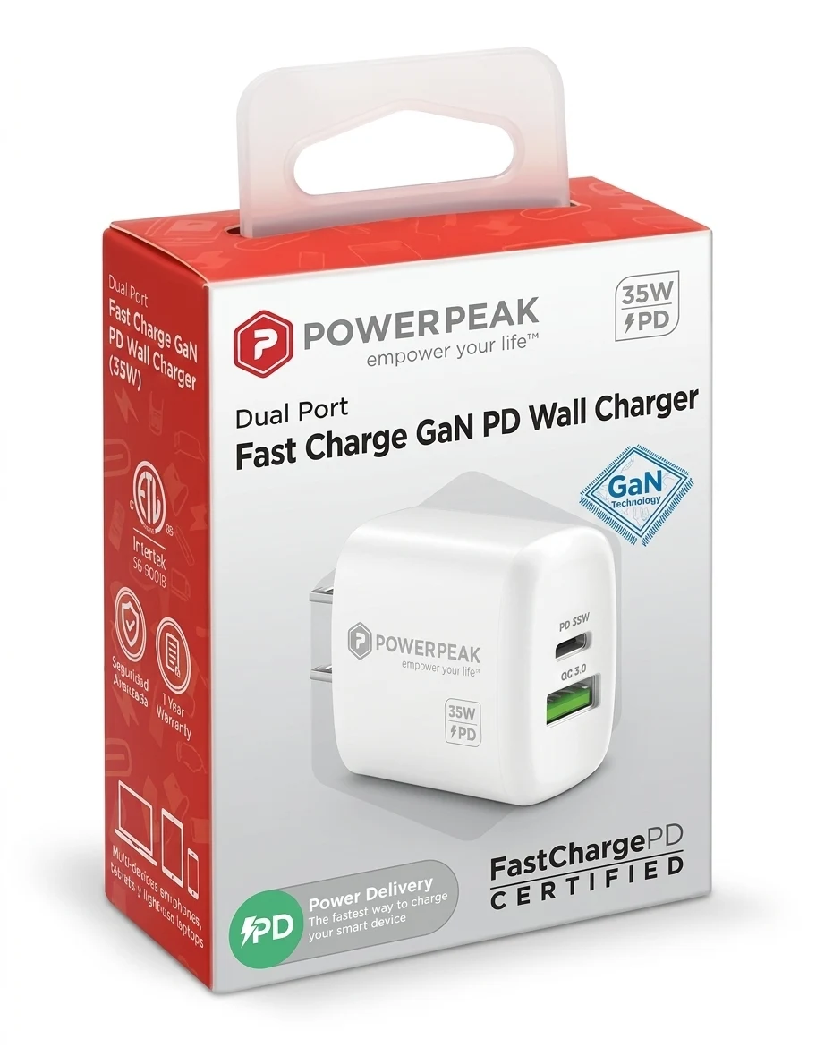 PowerPeak PD Wall Dual Port Charger 35W - White