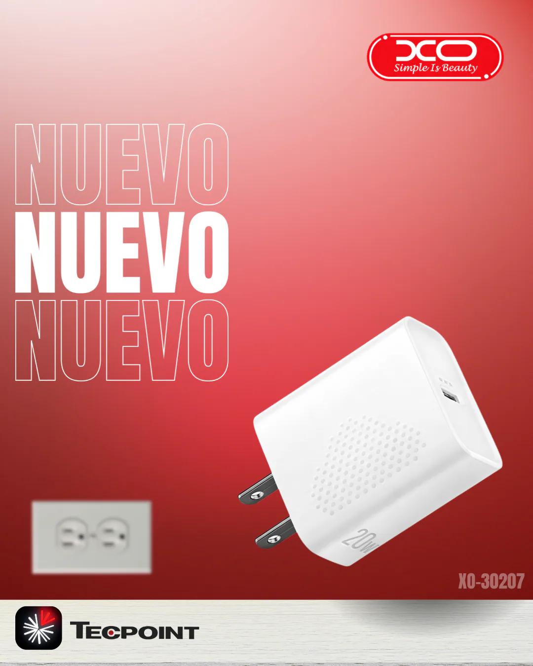 Cargador XO rápido 20W en color blanco